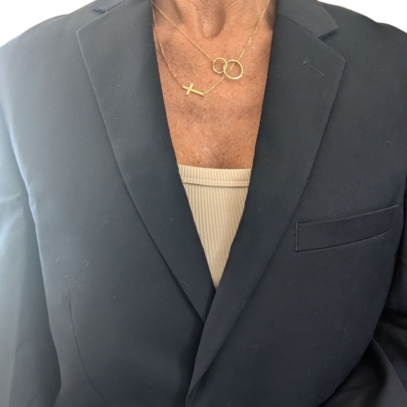 NM Nick’s Oversized Navy Blue Classic Tailored Fit 2 Button Front Blazer Jacket - Picture 10 of 12